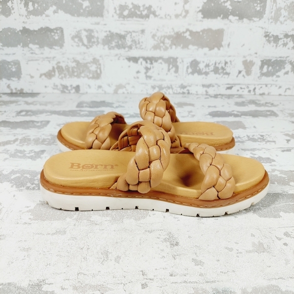 Born Fressia Light Braided Tan Slip On PLatform Sandals H571 - Picture 7 of 13